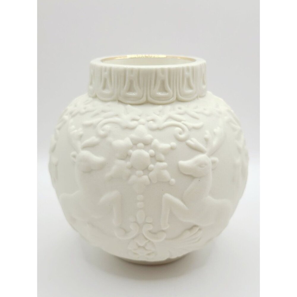 Lenox Ornamental Glow Winter Votive Holder With Damask & Deer Design 4" Tall